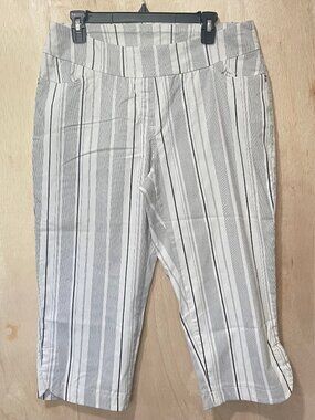 Westbound Woman Striped Capri Pants with‎ Pockets 16W